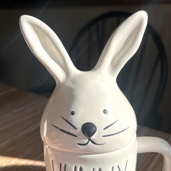 Rae Dunn "Hunny Bunny" Ceramic Mug  Removable Bunny Ear Lid/Topper. - Picture 4 of 13